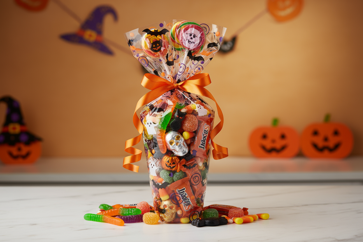 in einer tüte gefüllte halloween Süßigkeiten